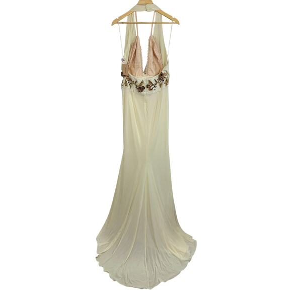 NEW Mandalay Cream Embellished Maxi Long Evening Gown Formal Dress Women Size 10 - Picture 7 of 16